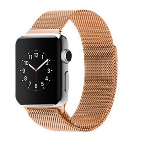 Curea iUni compatibila cu Apple Watch 1/2/3/4/5/6/7, 38mm, Milanese Loop, Otel Inoxidabil, Gold