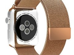 Curea iUni compatibila cu Apple Watch 1/2/3/4/5/6/7, 44mm, Milanese Loop, Otel Inoxidabil, Gold